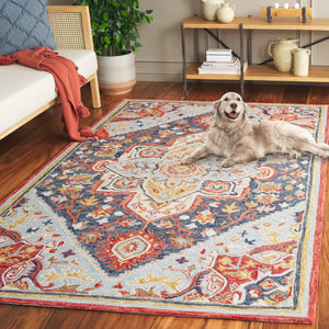Safavieh Metro Hand Tufted Transitional Rug - Luxurious Wool & Cotton Blend With Timeless Elegance For Your Home Navy ,Red 80% Wool,20% Cotton Met727n-3