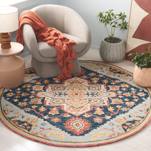 Safavieh Metro Hand Tufted Transitional Rug - Luxurious Wool & Cotton Blend With Timeless Elegance For Your Home Navy ,Red 80% Wool,20% Cotton Met727n-3