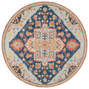 Safavieh Metro Hand Tufted Transitional Rug - Luxurious Wool & Cotton Blend With Timeless Elegance For Your Home Navy ,Red 80% Wool,20% Cotton Met727n-3