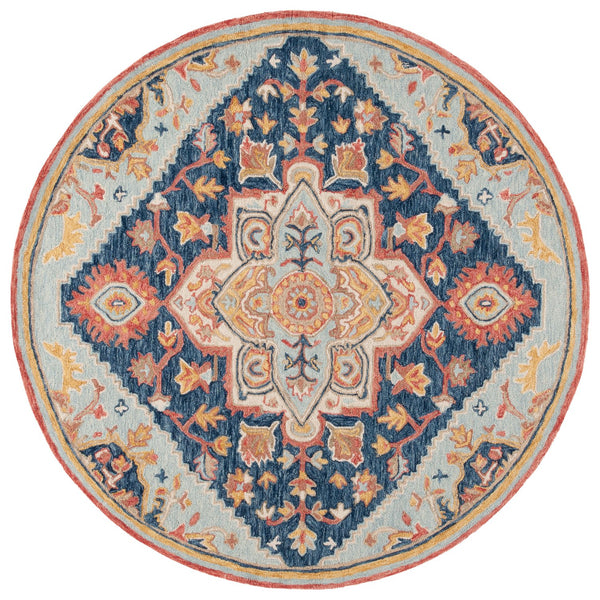 Safavieh Metro Hand Tufted Transitional Rug - Luxurious Wool & Cotton Blend With Timeless Elegance For Your Home Navy ,Red 80% Wool,20% Cotton Met727n-3