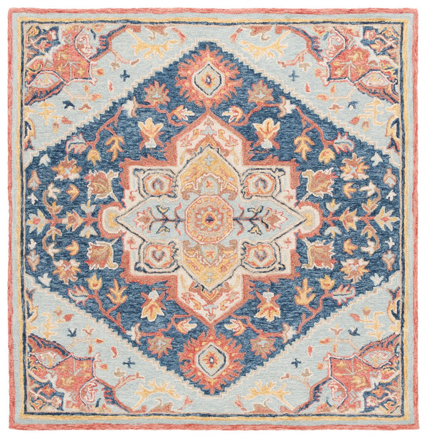 Safavieh Metro Hand Tufted Transitional Rug - Luxurious Wool & Cotton Blend With Timeless Elegance For Your Home Navy ,Red 80% Wool,20% Cotton Met727n-3