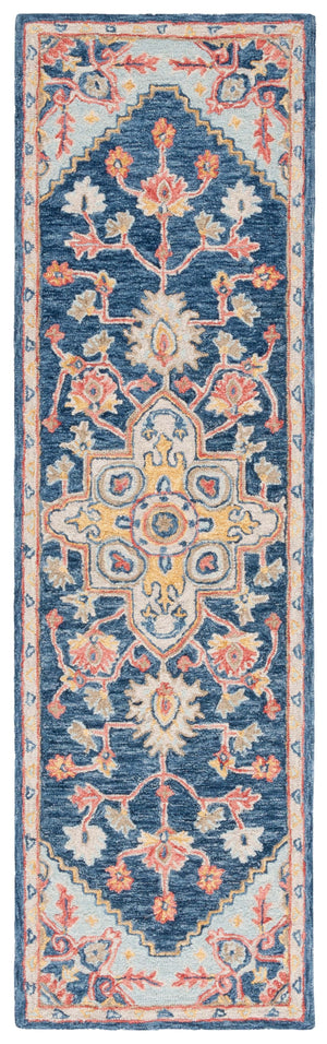 Safavieh Metro Exquisite Hand-tufted Area Rug - Timeless Elegance With Floral & Geometric Patterns, 80% Wool Navy ,Beige 80% Wool,20% Cotton Met728n-6