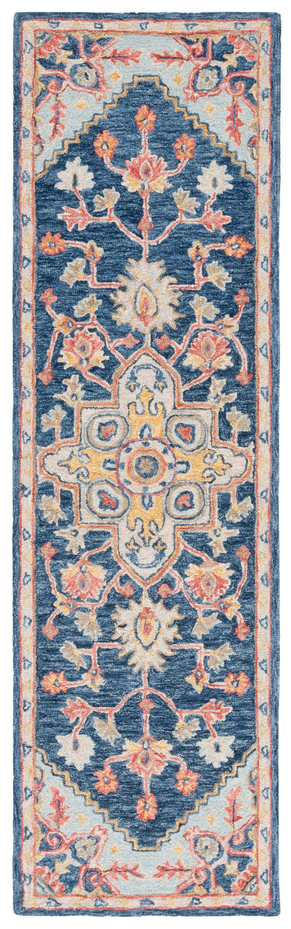 Safavieh Metro Exquisite Hand-tufted Area Rug - Timeless Elegance With Floral & Geometric Patterns, 80% Wool Navy ,Beige 80% Wool,20% Cotton Met728n-6