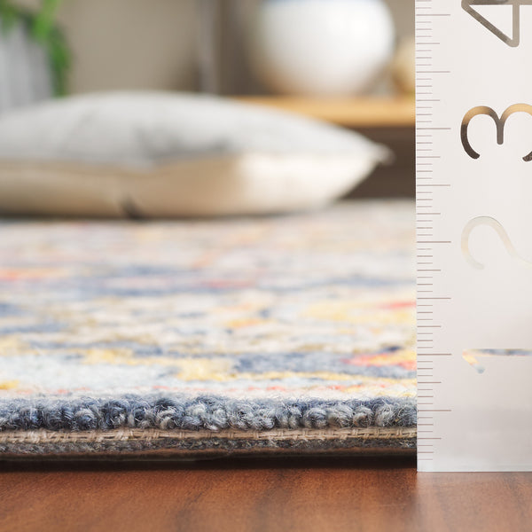 Safavieh Metro Exquisite Hand-tufted Area Rug - Timeless Elegance With Floral & Geometric Patterns, 80% Wool Navy ,Beige 80% Wool,20% Cotton Met728n-6