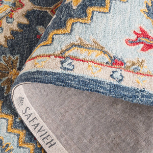 Safavieh Metro Exquisite Hand-tufted Area Rug - Timeless Elegance With Floral & Geometric Patterns, 80% Wool Navy ,Beige 80% Wool,20% Cotton Met728n-6