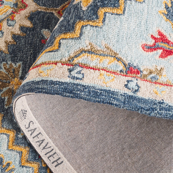 Safavieh Metro Exquisite Hand-tufted Area Rug - Timeless Elegance With Floral & Geometric Patterns, 80% Wool Navy ,Beige 80% Wool,20% Cotton Met728n-6