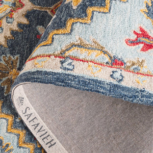 Safavieh Metro Hand-Tufted 8X10 Navy Beige Area Rug - 80% Wool 20% Cotton Plush 3/8" Pile, Transitional Elegance 9'-0" x 12'-0" MET728N-9