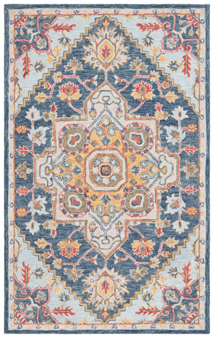 Safavieh Metro Exquisite Hand-tufted Area Rug - Timeless Elegance With Floral & Geometric Patterns, 80% Wool Navy ,Beige 80% Wool,20% Cotton Met728n-6