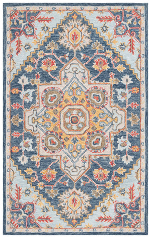 Safavieh Metro Hand-Tufted 8X10 Navy Beige Area Rug - 80% Wool 20% Cotton Plush 3/8" Pile, Transitional Elegance 9'-0" x 12'-0" MET728N-9