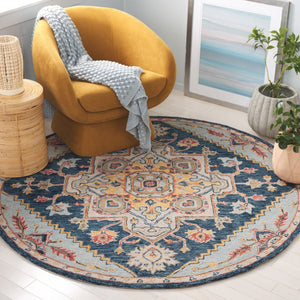 Safavieh Metro Hand-Tufted 8X10 Navy Beige Area Rug - 80% Wool 20% Cotton Plush 3/8" Pile, Transitional Elegance 9'-0" x 12'-0" MET728N-9