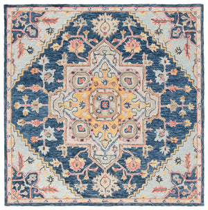 Safavieh Metro Exquisite Hand-tufted Area Rug - Timeless Elegance With Floral & Geometric Patterns, 80% Wool Navy ,Beige 80% Wool,20% Cotton Met728n-6