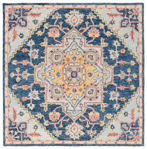 Safavieh Metro Hand-Tufted 8X10 Navy Beige Area Rug - 80% Wool 20% Cotton Plush 3/8" Pile, Transitional Elegance 9'-0" x 12'-0" MET728N-9