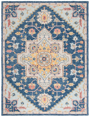 Safavieh Metro Exquisite Hand-tufted Area Rug - Timeless Elegance With Floral & Geometric Patterns, 80% Wool Navy ,Beige 80% Wool,20% Cotton Met728n-6