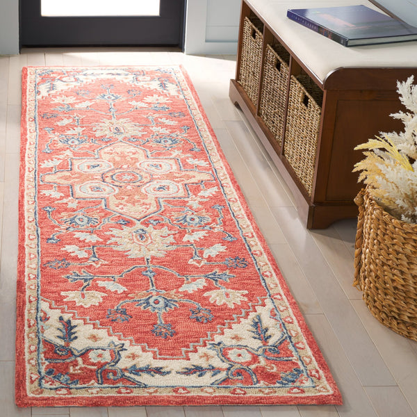 Safavieh Metro Exquisite Hand-tufted Area Rug - Timeless Elegance With Floral & Geometric Patterns, 80% Wool Red ,Beige 80% Wool,20% Cotton Met728q-28