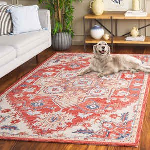 Safavieh Metro Exquisite Hand-tufted Area Rug - Timeless Elegance With Floral & Geometric Patterns, 80% Wool Red ,Beige 80% Wool,20% Cotton Met728q-28