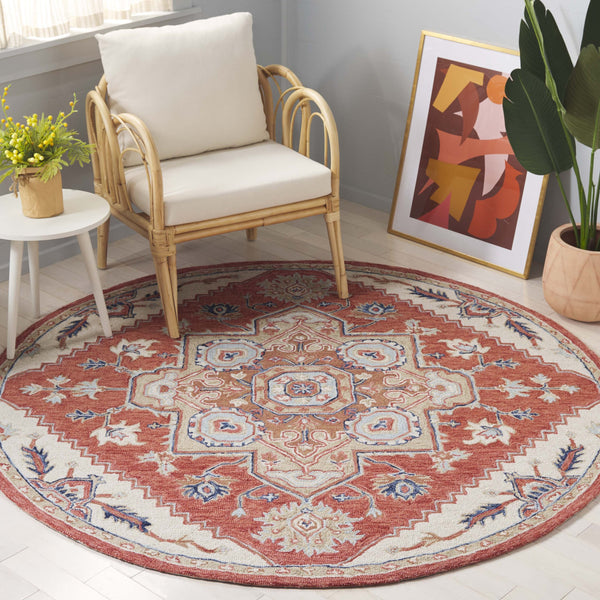 Safavieh Metro Exquisite Hand-tufted Area Rug - Timeless Elegance With Floral & Geometric Patterns, 80% Wool Red ,Beige 80% Wool,20% Cotton Met728q-28