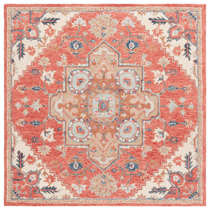 Safavieh Metro Exquisite Hand-tufted Area Rug - Timeless Elegance With Floral & Geometric Patterns, 80% Wool Red ,Beige 80% Wool,20% Cotton Met728q-28