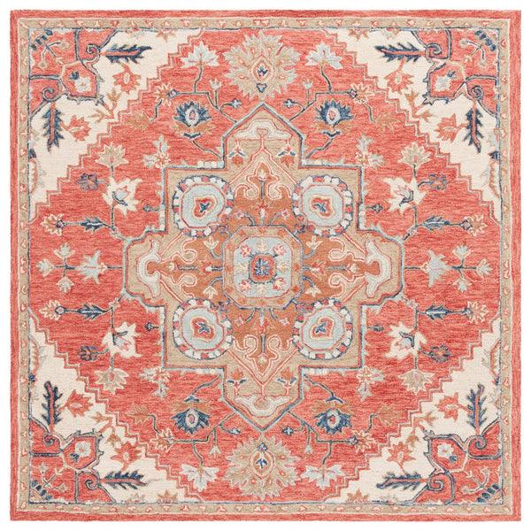 Safavieh Metro Exquisite Hand-tufted Area Rug - Timeless Elegance With Floral & Geometric Patterns, 80% Wool Red ,Beige 80% Wool,20% Cotton Met728q-28