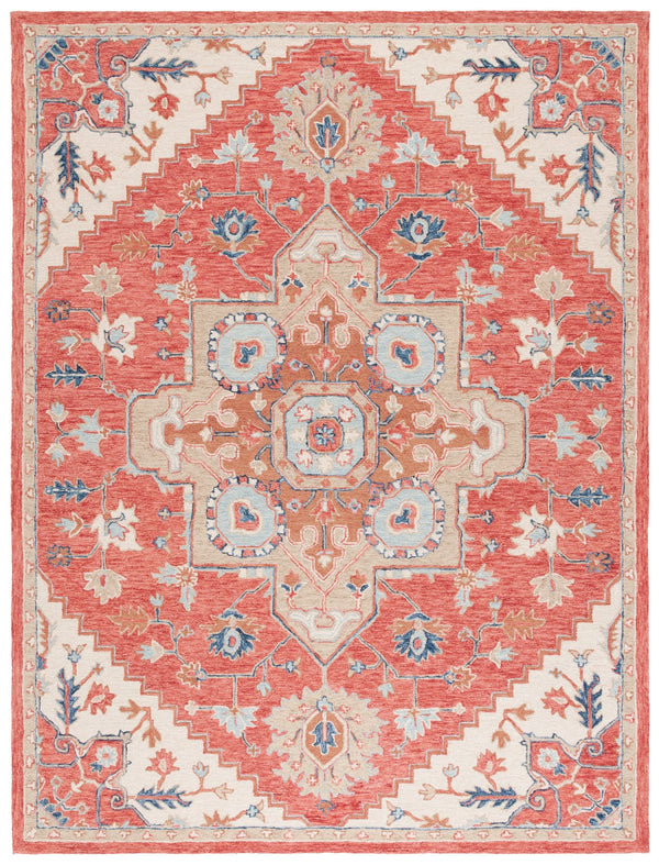 Safavieh Metro Exquisite Hand-tufted Area Rug - Timeless Elegance With Floral & Geometric Patterns, 80% Wool Red ,Beige 80% Wool,20% Cotton Met728q-28
