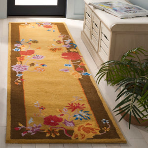 Safavieh Metro Hand-tufted Floral Area Rug - Luxurious Indian Craftsmanship In Elegant Warm Hues For Home Decor Gold ,Brown 80% Wool,20% Cotton Met729d-3