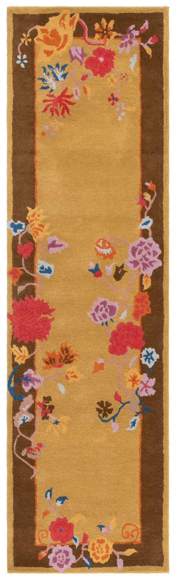 Safavieh Metro Hand-tufted Runner Rug - Luxurious Floral Design In Warm Hues For Elegant Home Décor Gold ,Brown 80% Wool,20% Cotton Met729d-28