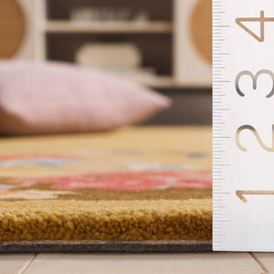 Safavieh Metro Hand-tufted Runner Rug - Luxurious Floral Design In Warm Hues For Elegant Home Décor Gold ,Brown 80% Wool,20% Cotton Met729d-5