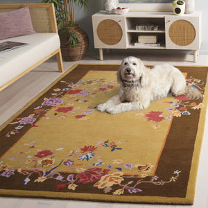 Safavieh Metro Hand-tufted Runner Rug - Luxurious Floral Design In Warm Hues For Elegant Home Décor Gold ,Brown 80% Wool,20% Cotton Met729d-5