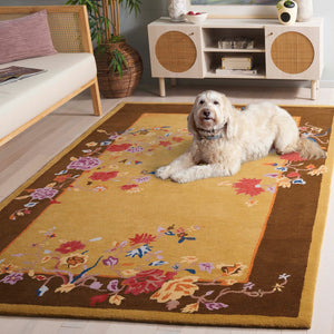 Safavieh Metro Hand-tufted Floral Area Rug - Luxurious Indian Craftsmanship In Elegant Warm Hues For Home Decor Gold ,Brown 80% Wool,20% Cotton Met729d-3
