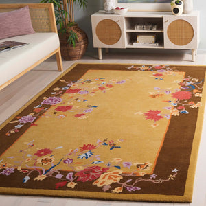Safavieh Metro Hand-tufted Floral Area Rug - Luxurious Indian Craftsmanship In Elegant Warm Hues For Home Decor Gold ,Brown 80% Wool,20% Cotton Met729d-3