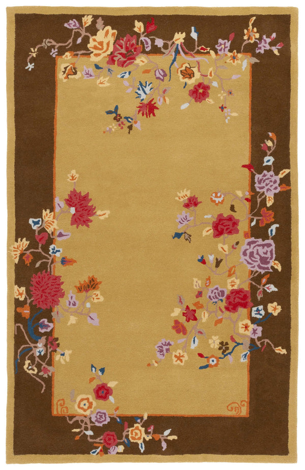 Safavieh Metro Hand-tufted Runner Rug - Luxurious Floral Design In Warm Hues For Elegant Home Décor Gold ,Brown 80% Wool,20% Cotton Met729d-5