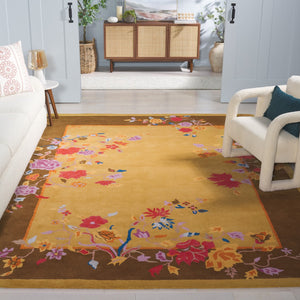 Safavieh Metro Hand-tufted Floral Area Rug - Luxurious Indian Craftsmanship In Elegant Warm Hues For Home Decor Gold ,Brown 80% Wool,20% Cotton Met729d-3