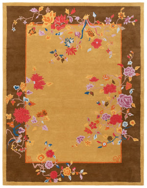 Safavieh Metro Hand-tufted Runner Rug - Luxurious Floral Design In Warm Hues For Elegant Home Décor Gold ,Brown 80% Wool,20% Cotton Met729d-8