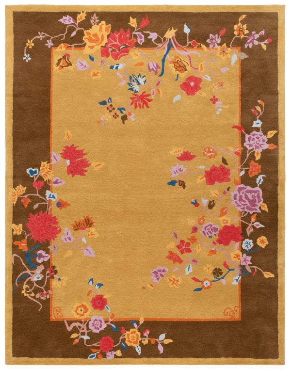 Safavieh Metro Hand-tufted Runner Rug - Luxurious Floral Design In Warm Hues For Elegant Home Décor Gold ,Brown 80% Wool,20% Cotton Met729d-8