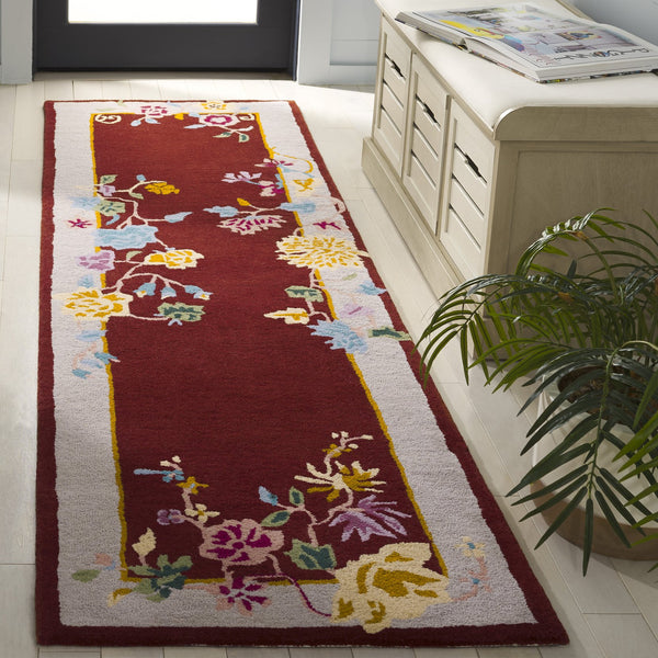 Safavieh Metro Hand-tufted Runner Rug - Luxurious Floral Design In Warm Hues For Elegant Home Décor Rust ,Beige 80% Wool,20% Cotton Met729p-28