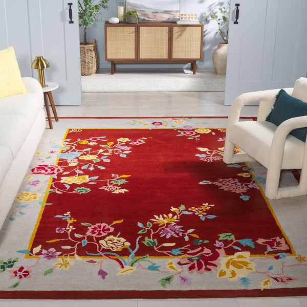 Safavieh Metro Hand-tufted Runner Rug - Luxurious Floral Design In Warm Hues For Elegant Home Décor Rust ,Beige 80% Wool,20% Cotton Met729p-8