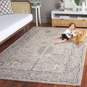 Safavieh Metro Hand-tufted Wool-cotton Area Rug - Elegant Geometric Design For Timeless Home Décor Grey ,Ivory 80% Wool 20% Cotton Met751f-5