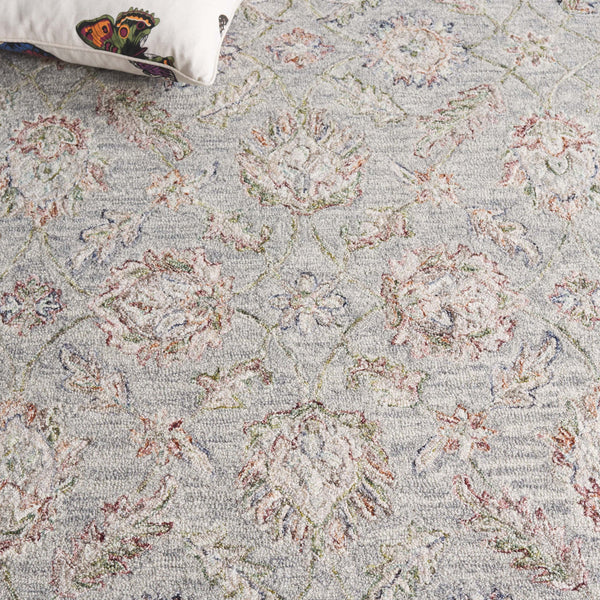 Safavieh Metro Hand-tufted Area Rug – Luxurious Wool & Cotton Blend, Timeless Floral Design For Your Home Grey ,Rust 80% Wool,20% Cotton Met754f-6