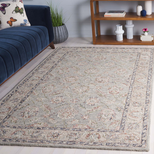 Safavieh Metro Hand-tufted Area Rug – Luxurious Wool & Cotton Blend, Timeless Floral Design For Your Home Grey ,Rust 80% Wool,20% Cotton Met754f-6
