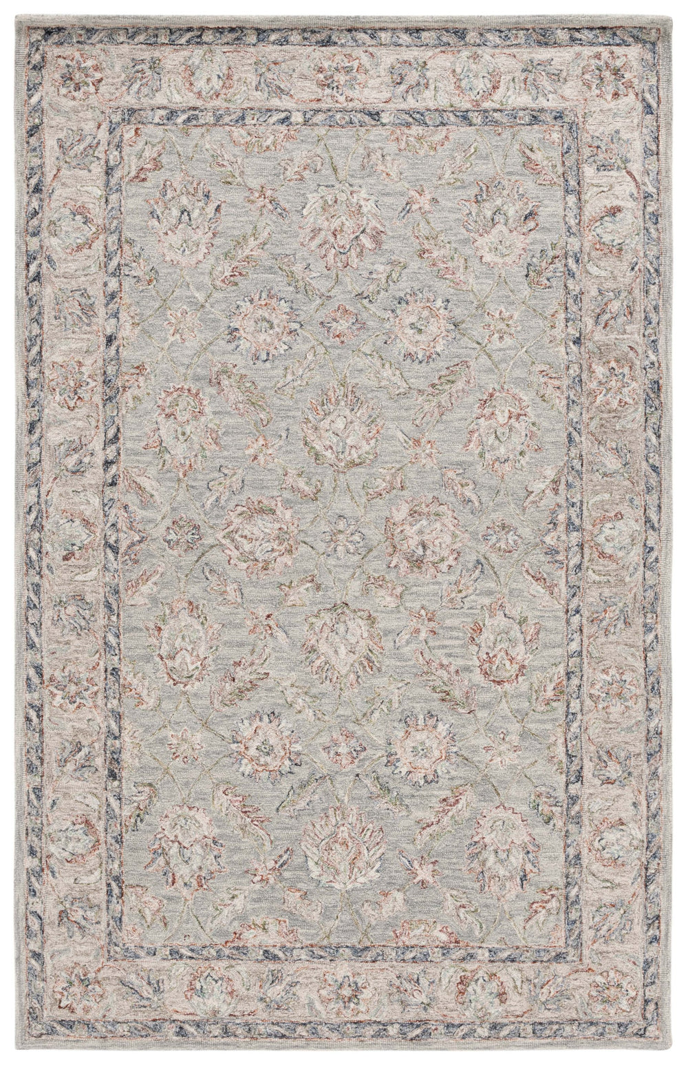 Safavieh Metro Hand-tufted Area Rug – Luxurious Wool & Cotton Blend, Timeless Floral Design For Your Home Grey ,Rust 80% Wool,20% Cotton Met754f-6