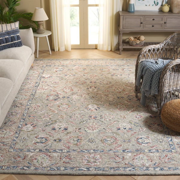 Safavieh Metro Hand-tufted Area Rug – Luxurious Wool & Cotton Blend, Timeless Floral Design For Your Home Grey ,Rust 80% Wool,20% Cotton Met754f-6
