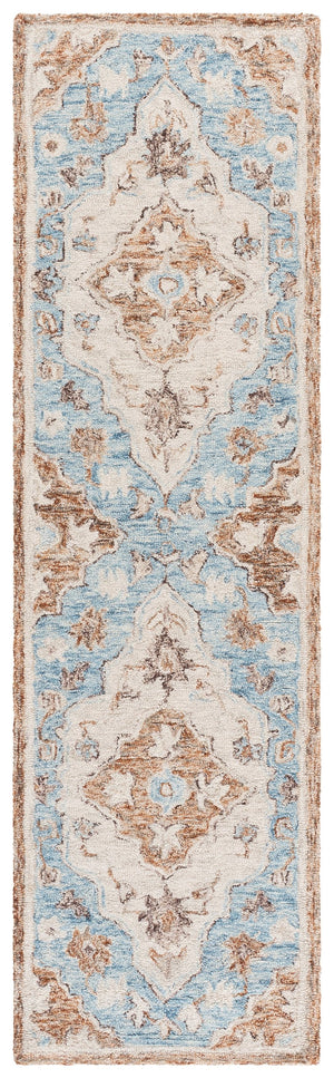 Safavieh Metro Hand-Tufted Wool-Cotton Area Rug In Soft Beige And Blue — Classic Floral Design, Durable Feel 9'-0" x 12'-0" MET755B-9
