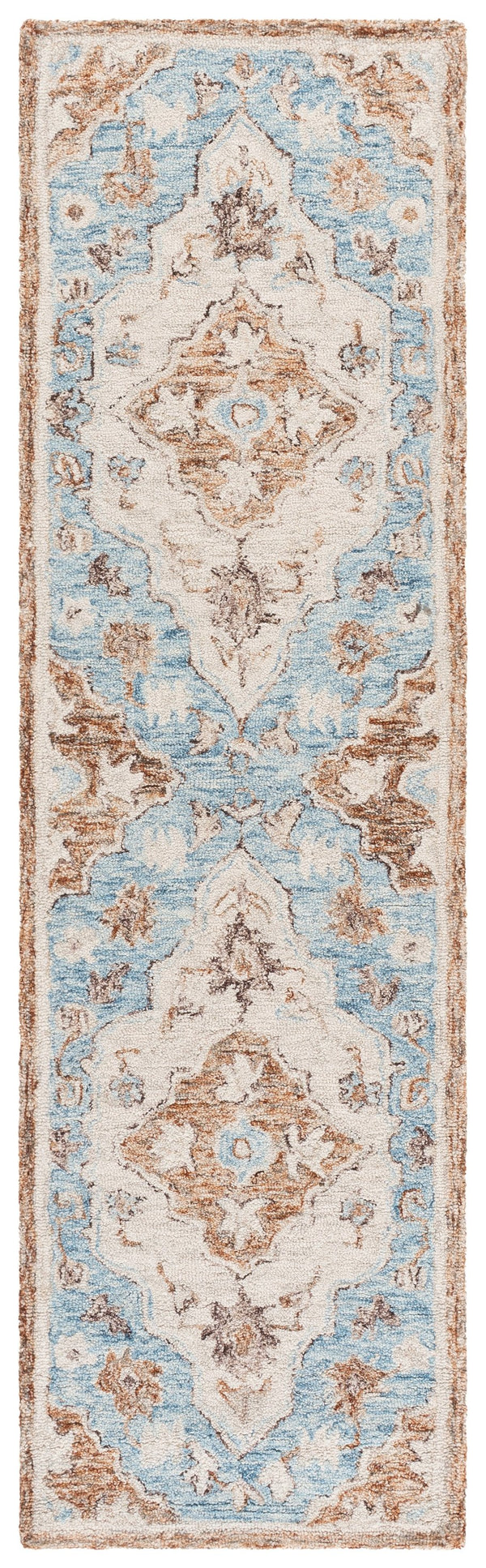 Safavieh Metro Hand-Tufted Wool-Cotton Area Rug In Soft Beige And Blue — Classic Floral Design, Durable Feel 9'-0" x 12'-0" MET755B-9