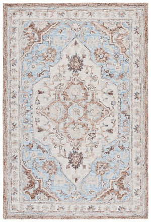 Safavieh Metro Hand-Tufted Wool-Cotton Area Rug In Soft Beige And Blue — Classic Floral Design, Durable Feel 9'-0" x 12'-0" MET755B-9