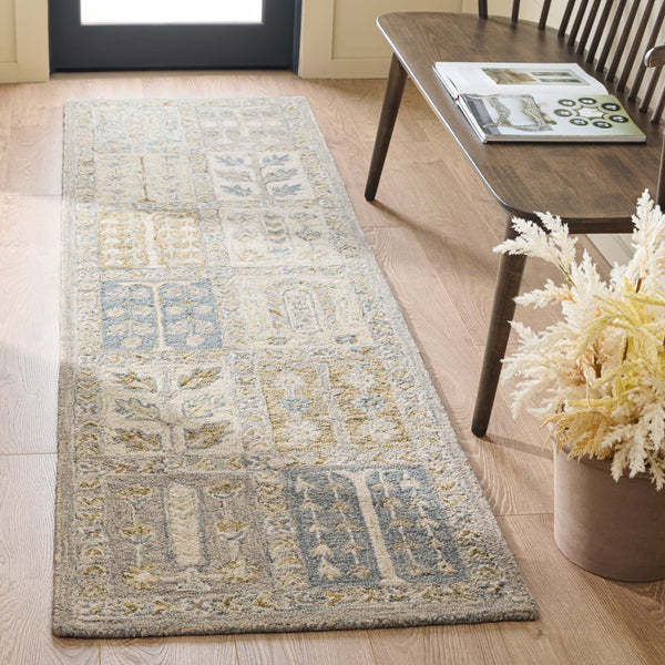 Safavieh Metro Hand-Tufted Grey Beige Area Rug — Wool-Cotton Blend, Subtle Geometric Pattern, Low-Profile Elegance 6'-0" x 6'-0" MET756F-6SQ