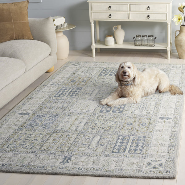 Safavieh Metro Hand-Tufted Round Rug In Grey Beige — Wool Blend Low-Profile Design, Durable Soft Comfort For Living Areas 6'-0" x 6'-0" MET756F-6R