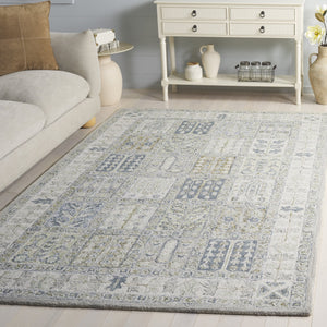 Safavieh Metro Hand-Tufted Wool-Cotton Rug In Calming Grey Beige Geometric-Traditional Design, Durable Comfort 4'-0" x 6'-0" MET756F-4