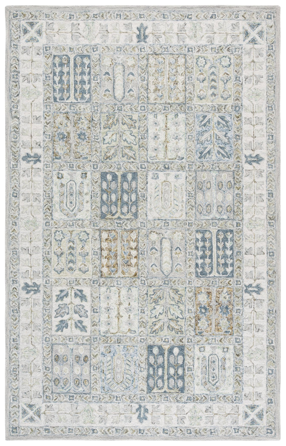 Safavieh Metro Hand-Tufted Grey Beige Area Rug — Wool-Cotton Blend, Subtle Geometric Pattern, Low-Profile Elegance 6'-0" x 6'-0" MET756F-6SQ