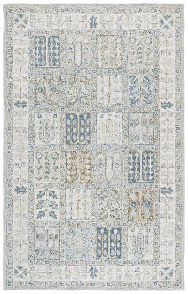 Safavieh Metro Hand-Tufted Grey Beige Area Rug — Wool-Cotton Blend, Subtle Geometric Pattern, Low-Profile Elegance 6'-0" x 6'-0" MET756F-6SQ