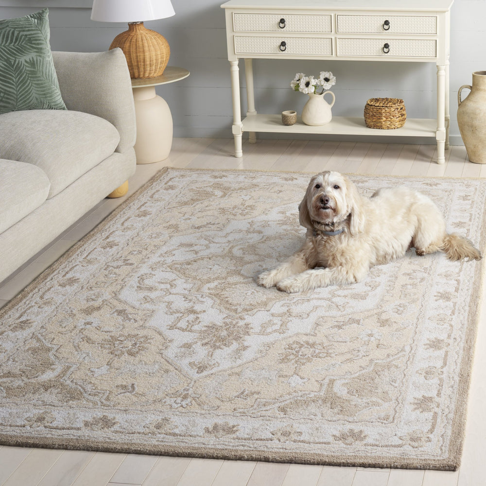 Safavieh Metro Hand‑Tufted Wool Cotton Rug In Beige Ivory — Low‑Profile, Durable Texture For Elegant Rooms 6'-0" x 9'-0" MET757B-6