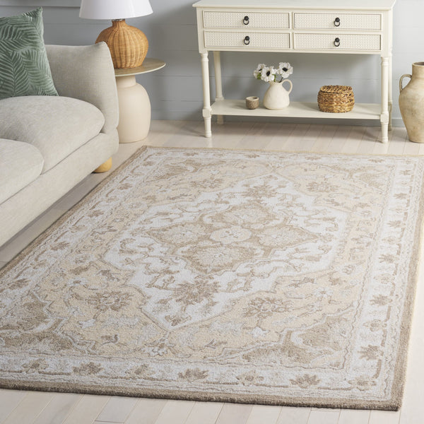 Safavieh Metro Hand-Tufted Beige Ivory Runner — Wool-Cotton Blend, Low-Profile Durable Texture For Hallways 2'-3" x 8'-0" MET757B-28